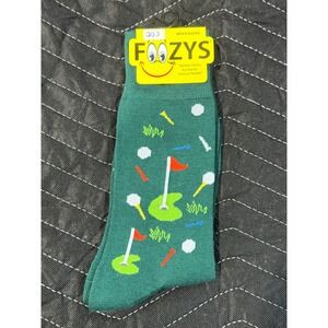 Foozys Golf Crew Socks Mens 10-13 Green‎ New Novelty Sports Pattern FM-03